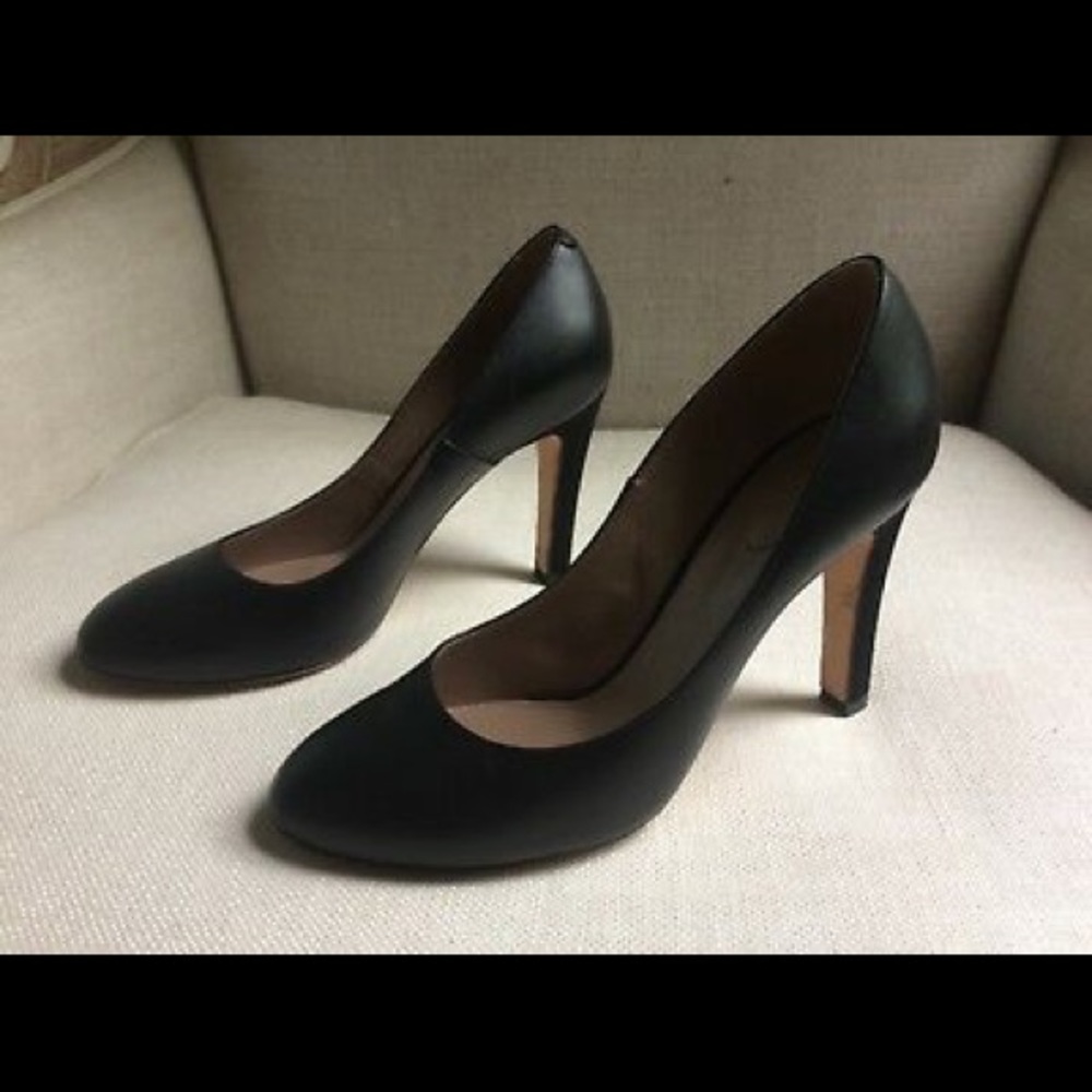 Chloe Pumps Black Leather Satin Heel 7.5 Classic